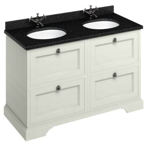 Casa Padrino Doppel Waschschrank mit Granitplatte und 4 Schubladen 130 x 55 x H. 93 cm 