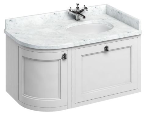 Casa Padrino Luxus H�nge-Waschschrank / Waschtisch mit Marmorplatte Schublade und T�r - Jugendstil Design 