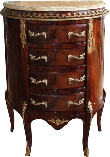 Casa Padrino Barock Kommode Mahagoni Braun Intarsien mit Marmorplatte B 68 cm, H 89 cm - Barock Kommode - Limited Edition