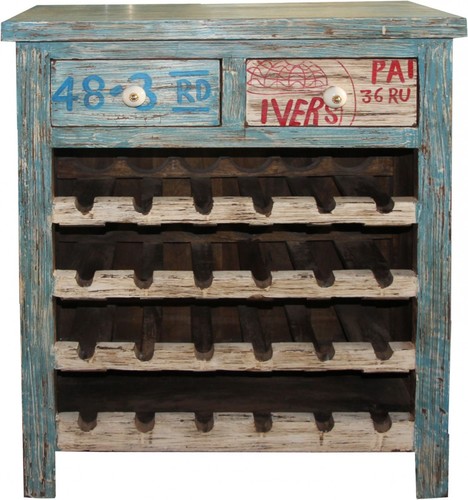 Casa Padrino Wein Schrank mit 2 Schubladen - Antik Stil Vintage Look  