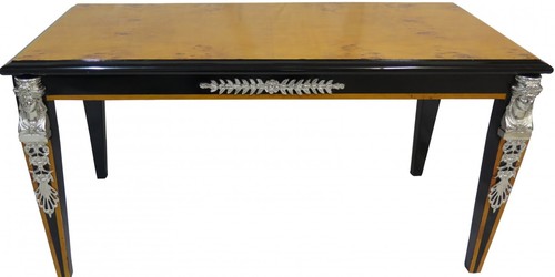 Casa Padrino Barock Luxus Empire Couchtisch Mahagoni / Schwarz / Silber 100 x 54 cm - Limited Edition