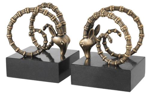 Casa Padrino Designer Buchst�tzen 2er Set Antik Messing Schwarz - Luxus Hotel Dekorationen