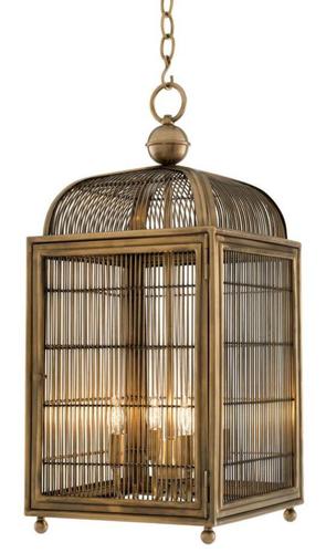 Casa Padrino Designer H�ngeleuchte / Laterne Antik Messing 38 x 38 x H. 81 cm - Luxus H�ngelampe