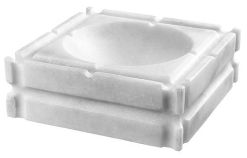 Casa Padrino Designer Marmor Aschenbecher Wei� 21 x 21 x H. 7 cm - Limited Edition