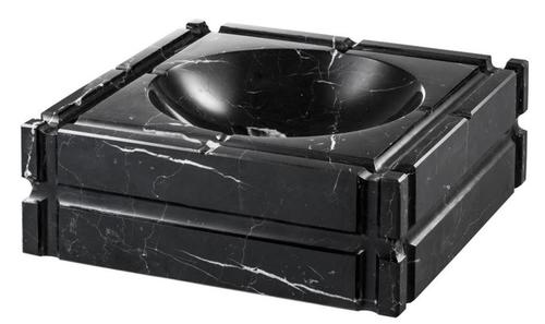 Casa Padrino Designer Marmor Aschenbecher Schwarz 21 x 21 x H. 7 cm - Limited Edition