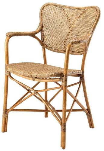 Casa Padrino Designer Gartenstuhl mit Armlehnen hellbraun - Luxus Gartenm�bel