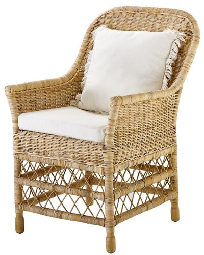 Casa Padrino Designer Esszimmerstuhl mit Armlehnen naturfarbig - Hotel Kollektion