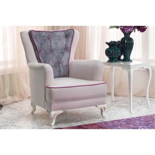 Casa Padrino Neo Barock Bergere Sessel Milano Wei� / Pink - Hotel M�bel