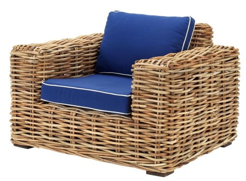 Casa Padrino Designer Rattan Sessel 100 x 88 x H. 69 cm - Luxus Wohnzimmer M�bel