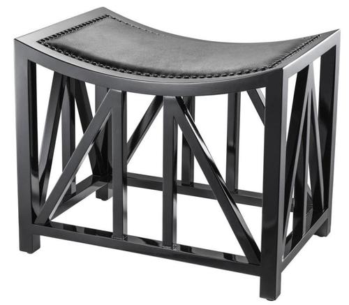 Casa Padrino Designer Mahagoni Hocker mit Kuhleder 52 x 35 x H. 42,5 cm - Luxus Hotel Hocker