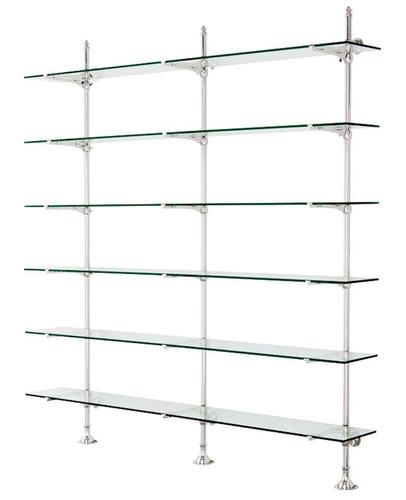 Casa Padrino Designer Doppel-Wandregal Silber 220 x 41 x H. 240 cm - Luxus Wohnzimmer M�bel