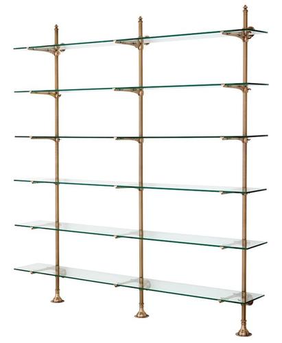 Casa Padrino Designer Doppel-Wandregal Antik Messing 220 x 41 x H. 240 cm - Luxus Wohnzimmer M�bel