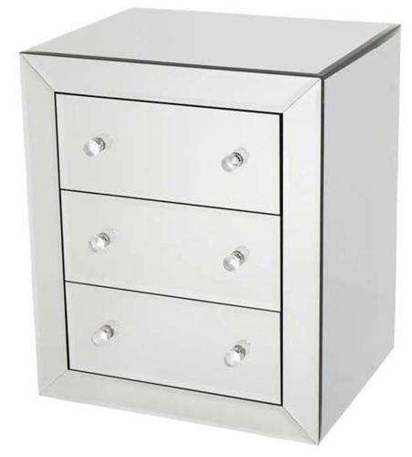 Casa Padrino Luxus Spiegelglas Nachttisch mit 3 Schubladen - Schlafzimmer M�bel