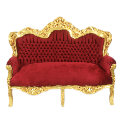 Casa Padrino Barock 2-er Sofa King Bordeaux / Gold - Barock M�bel
