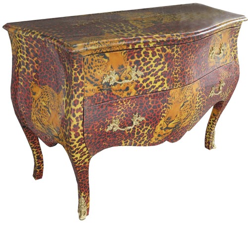 Casa Padrino Barock Kommode Leopard mit goldenen Metall Applikationen 123 cm Mod4- Barock M�bel