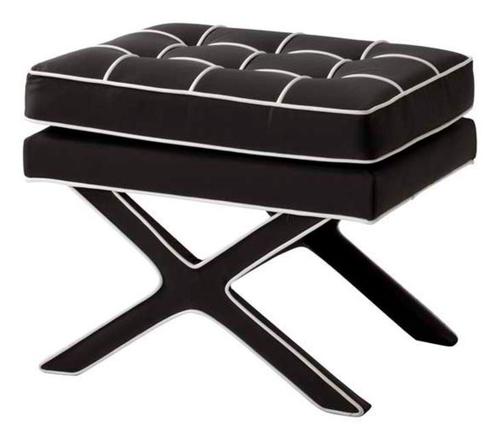 Casa Padrino Luxus Kreuzhocker Schwarz / Wei� - Designer Hotel Hocker