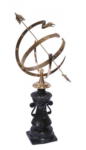 Casa Padrino Jugendstil Sonnenuhr Antik Stil Gussmetall H 105 cm - Schloss Sonnen Uhr - Luxus Garten Dekoration