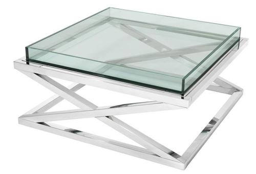 Casa Padrino Designer Couchtisch Silber 100 x 100 x H. 46,5 cm - Luxus Hotel M�bel