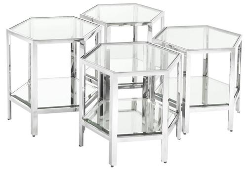 Casa Padrino Luxus Couchtisch 4er Set Silber - Designer Wohnzimmertisch