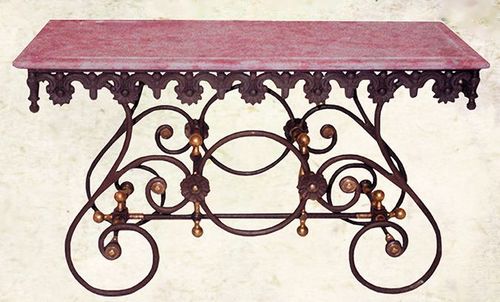 Casa Padrino Nostalgie Gartentisch aus Schmiedeeisen mit wei�er Marmorplatte - 135 cm x 55 cm x H70 cm - Luxus Gartenm�bel