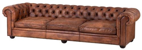 Casa Padrino B�ffelleder 3er Sofa Braun 280 x 94 x H. 70 cm - Luxus Echtledersofa