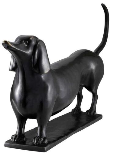 Casa Padrino Designer Bronzefigur Dachshund 46 x 8 x H. 23 cm - Luxus Qualit�t