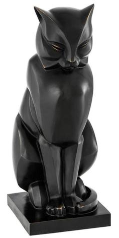 Casa Padrino Luxus Bronzefigur Katze 17,5 x 21 x H. 46 cm - Art Deco Figur