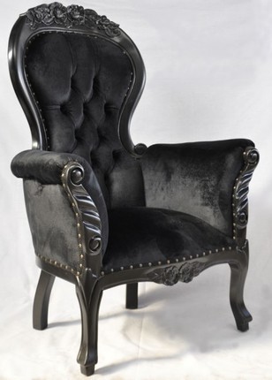 Casa Padrino Barock Sessel Flower Grandfather Schwarz aus Frankreich 80 x H. 118 cm - Barock M�bel