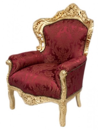 Casa Padrino Barock Sessel King Bordeaux Muster / Gold Mod2 - M�bel im Antikstil