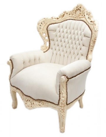 Casa Padrino Barock Sessel King Creme / Creme Samtstoff 85 x 85 x H. 120 cm