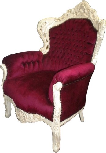 Casa Padrino Barock Sessel King Bordeaux / Creme 85 x 85 x H. 120 cm