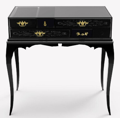 CPBlack Luxus Barock Nachtkommode - Prunkvoller Mahagoni Nachttisch - Schlafzimmer M�bel im Barockstil - Erstklassische Qualit�t