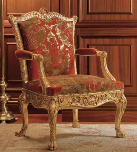 CPBlack Luxus Barock Sessel by Casa Padrino Rot / Gold