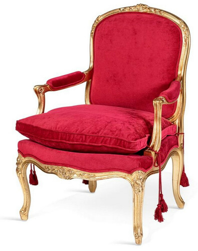 CPBlack Luxus Barock Sessel mit Kissen by Casa Padrino Rot / Gold