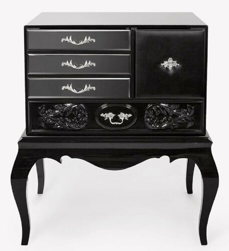 CPBlack Luxus Barock Nachtkommode - Prunkvoller Mahagoni Nachttisch - Barock Schlafzimmer M�bel - Erstklassische Qualit�t