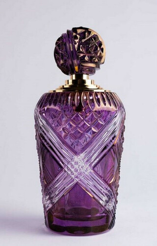 CPBlack Luxus Parf�mflasche Lila / Gold - Handgeschliffene Kristallglas Parf�m Flasche - Erstklassische Qualit�t - Made in Italy