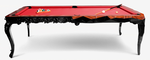 CPBlack Luxus Barock Pool Billardtisch by Casa Padrino Schwarz / Braun / Rot - Hochwertiger Palisanderholz Snookertisch