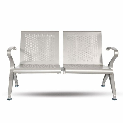 Casa Padrino 2er Besucherbank / Wartezimmerbank Silber 121 cm - Wartezimmer M�bel
