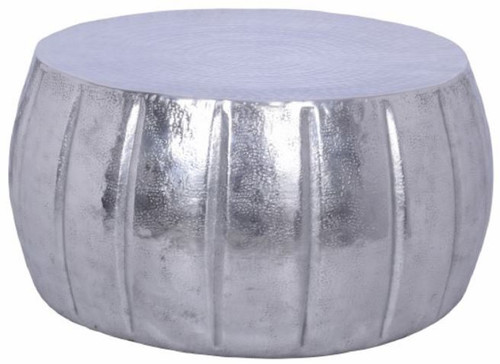 Casa Padrino Aluminium Couchtisch Silber  65 x H. 31 cm - Runder Wohnzimmertisch im orientalischen Stil - Wohnzimmer M�bel