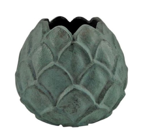 Casa Padrino Aluminium Vase Mintgr�n  16 x H. 13 cm - Dekorative Blumenvase im Ananas Design