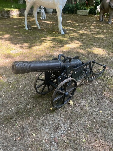 Casa Padrino Antik Stil Deko Kanone Antik Schwarz / Rostfarben 162 x 42 x H. 70 cm - Historische Mittelalter Gusseisen Kanone - Garten & Terrassen Deko Accessoires