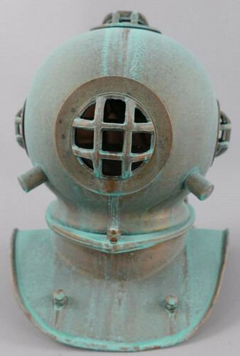 Casa Padrino Antik Stil Deko Taucherhelm Mintgr�n / Kupfer 18 x 20 x H. 20 cm - Wohnzimmer Deko - Schreibtisch Deko - Luxus Deko - Deko Accessoires