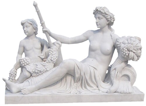 Casa Padrino Antik Stil Marmor Skulptur Frau mit Kind Grau 150 x H. 160 cm