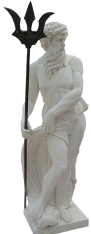 Casa Padrino Antik Stil Marmor Skulptur Neptun Grau / Schwarz H. 180 cm