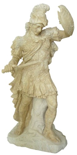 Casa Padrino Antik Stil Marmor Skulptur r�mischer Soldat links Beige / Grau H. 210 cm