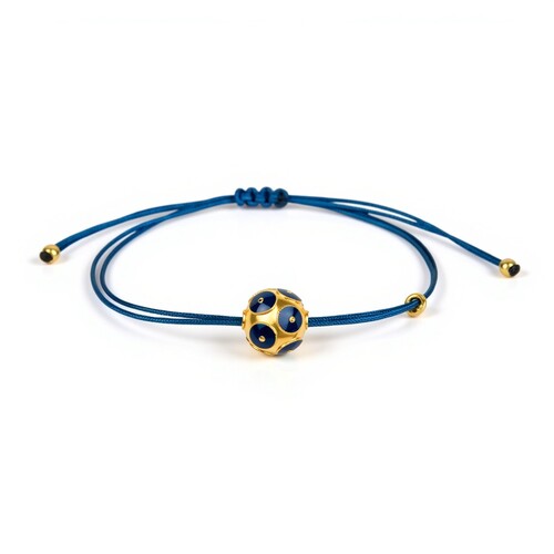 Casa Padrino Armband Conta de Viana Blau aus Vergoldetem Silber mit Kordel
