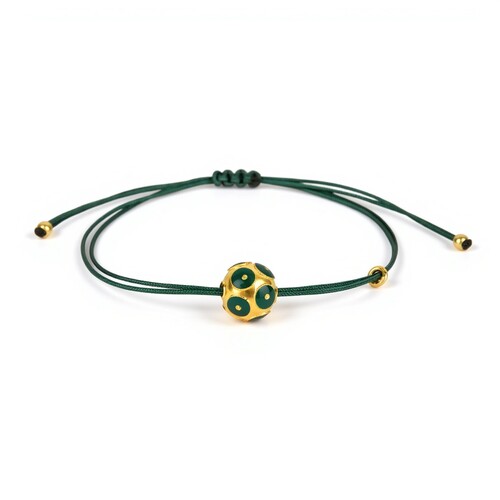 Casa Padrino Armband Conta de Viana Gr�n aus Vergoldetem Silber mit Kordel