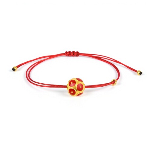 Casa Padrino Armband Conta de Viana Rot aus Vergoldetem Silber mit Kordel
