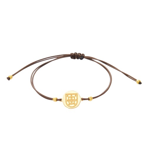 Casa Padrino Armband Escudo aus Vergoldetem Silber mit Kordel
