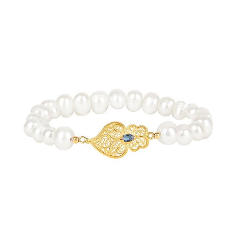 Casa Padrino Armband Herz von Viana Blau aus Vergoldetem Silber